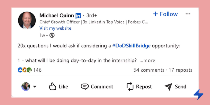 A LinkedIn with an attention grabbing start