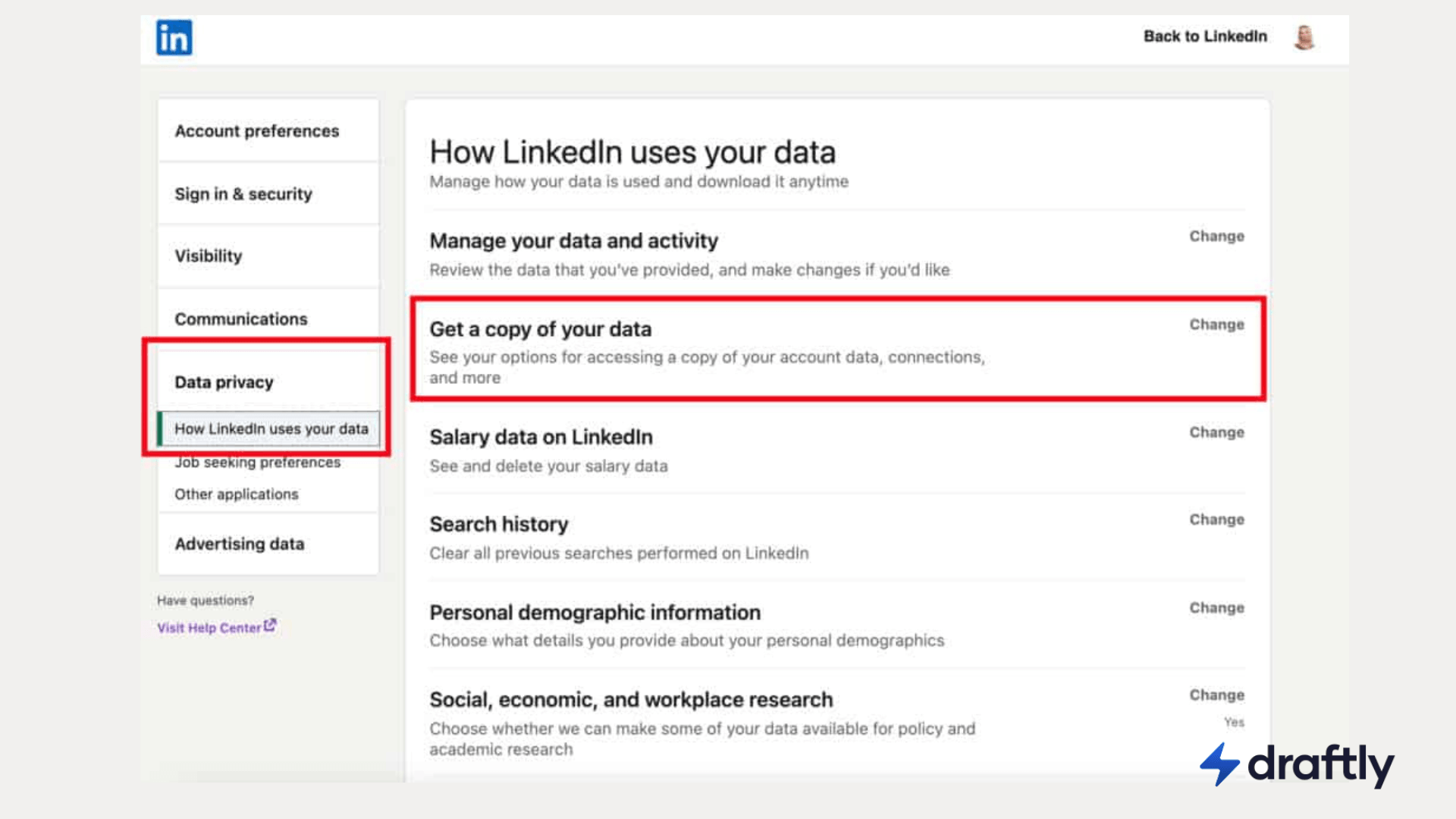 Linkedin settings