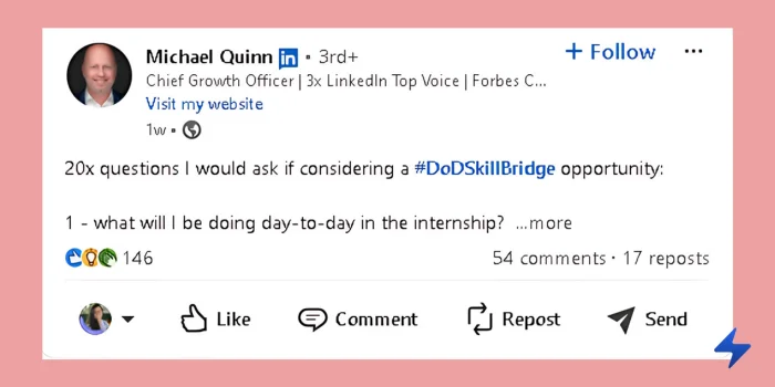 A LinkedIn with an attention grabbing start