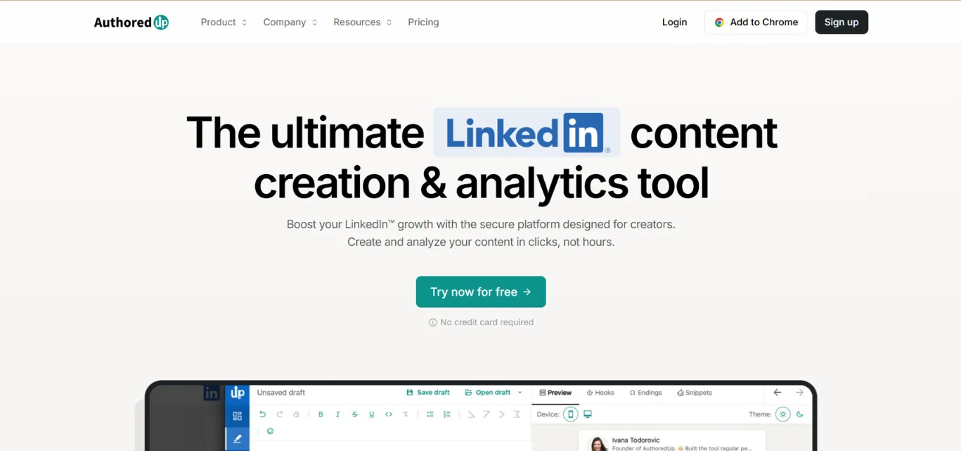 AuthoredUp LinkedIn post formatting and preview tool