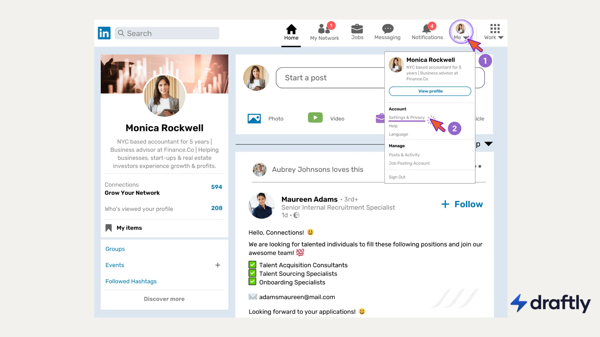 Linkedin account settings