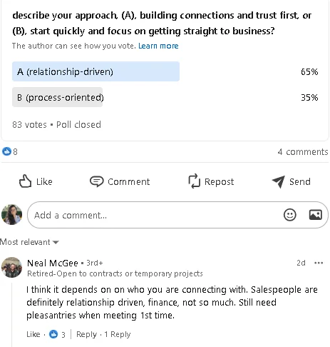 Commenting on a LinkedIn poll