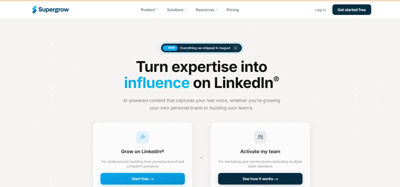 Supergrow LinkedIn personal branding tool