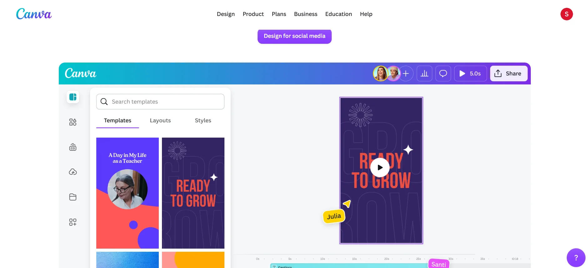 Canva design editor for LinkedIn visuals