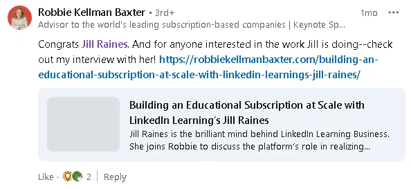 Commenting on a celebratory LinkedIn post
