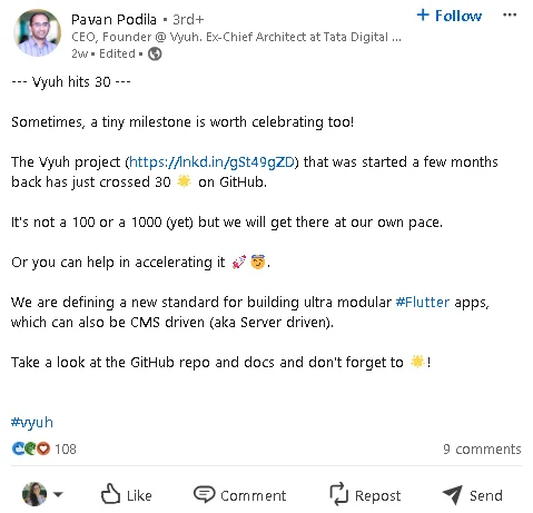 Share your achievements on LinkedIn